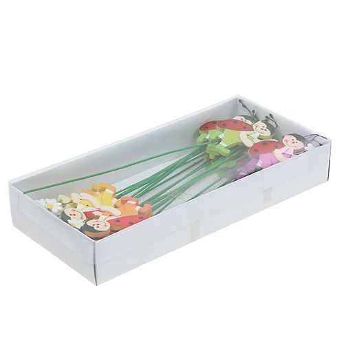 Floristik24 Mariquita de madera en la varilla 7cm 24pcs