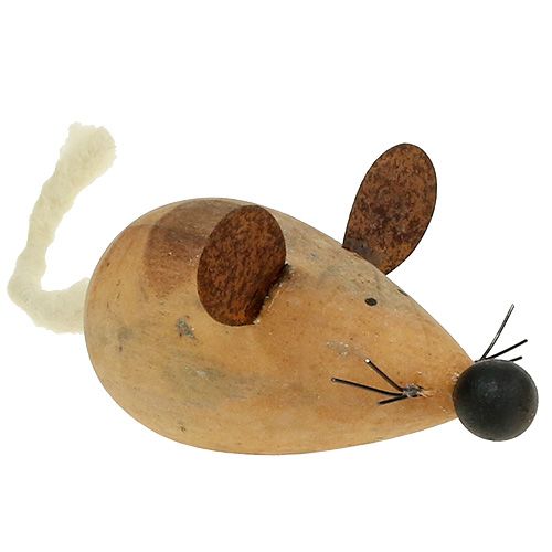 Floristik24 Ratón de madera blanco, naturaleza 16cm 4pcs