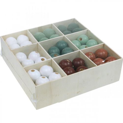 Artículo Abalorios de madera bolas de madera para manualidades clasificadas verde Ø3cm 36pcs