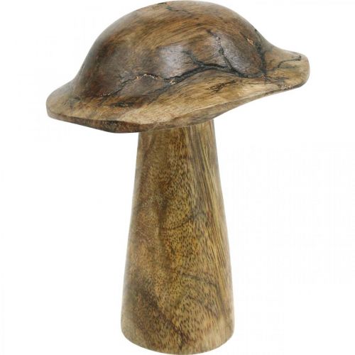 Seta de madera con estampado deco seta natural, madera dorada deco Ø10cm H13cm