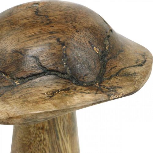 Floristik24 Seta de madera con estampado deco seta natural, madera dorada deco Ø10cm H13cm
