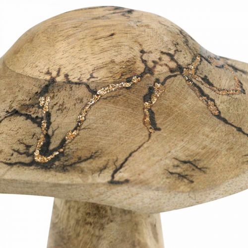 Floristik24 Seta de madera con patrón decoración de madera seta natural, dorado Ø12.5cm H15cm