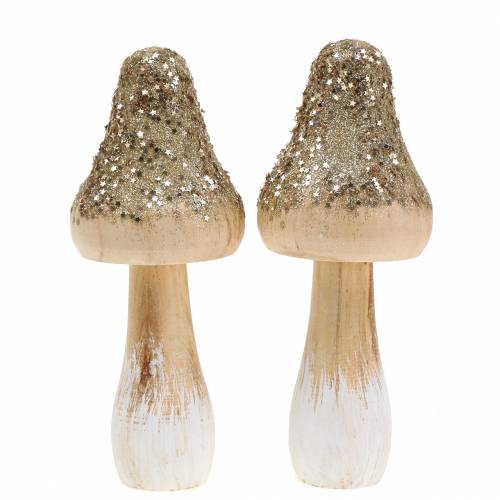 Floristik24 Seta de madera con purpurina Al 17cm 2ud
