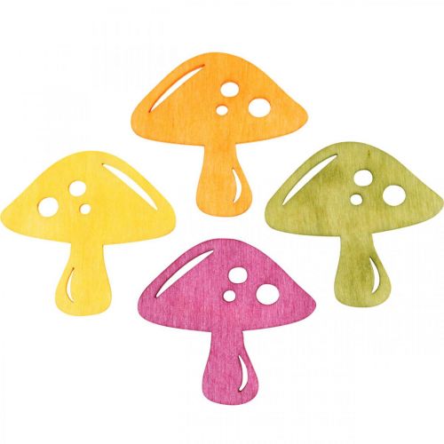 Artículo Setas decorativas dispersas, decoración otoñal, setas de la suerte para decorar naranja, amarillo, verde, rosa Al 3,5/4 cm A 4/3 cm 72 piezas