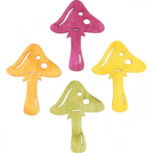 Setas dispersas, decoraciones otoñales, setas de la suerte para decorar naranja, amarillo, verde, rosa H3.5 / 4cm W4 / 3cm 72pcs