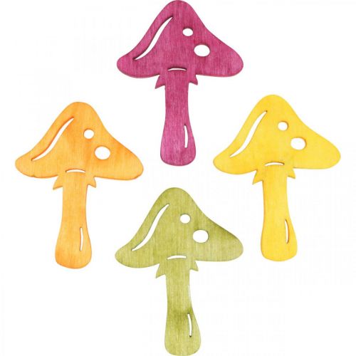 Artículo Setas dispersas, decoraciones otoñales, setas de la suerte para decorar naranja, amarillo, verde, rosa H3.5 / 4cm W4 / 3cm 72pcs