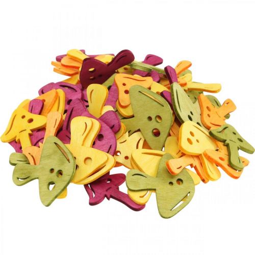 Artículo Setas decorativas dispersas, decoración otoñal, setas de la suerte para decorar naranja, amarillo, verde, rosa Al 3,5/4 cm A 4/3 cm 72 piezas