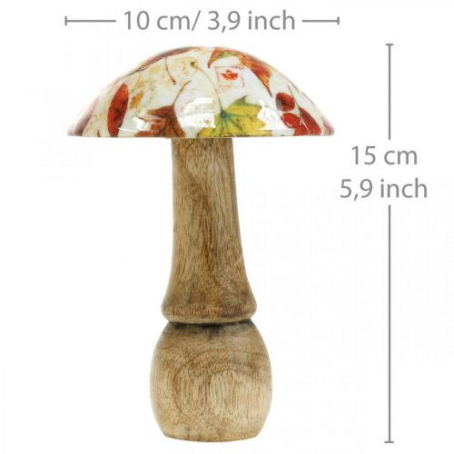 Artículo Decoración de setas de madera hojas de otoño blanco, decoración de mesa de setas de colores Ø10cm H15cm