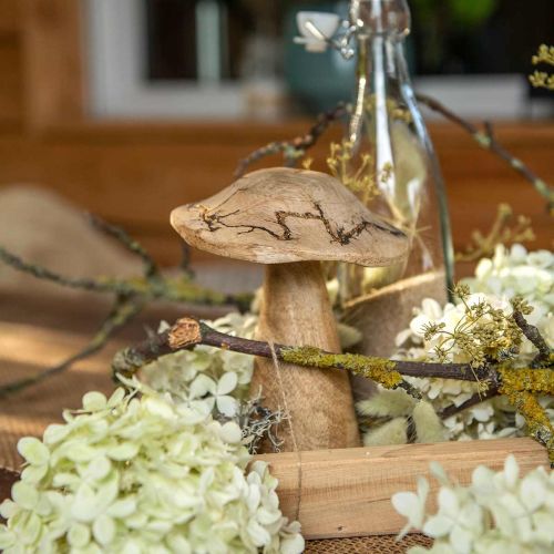 Floristik24 Seta de madera con patrón decoración de madera seta natural, dorado Ø12.5cm H15cm