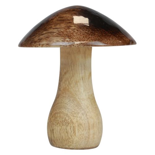 Floristik24 Decoración de setas de madera efecto brillo marrón natural Ø10cm H12cm