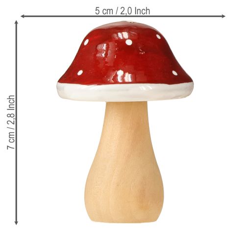 Floristik24 Setas de madera, decoración, madera, FSC, marrón rojizo, H6,5/7 cm, 4 piezas