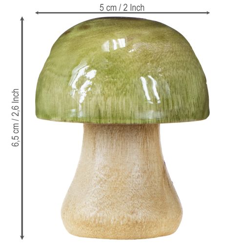 Artículo Setas de madera decoración otoñal setas verde rojo naranja H6.5cm 9 uds