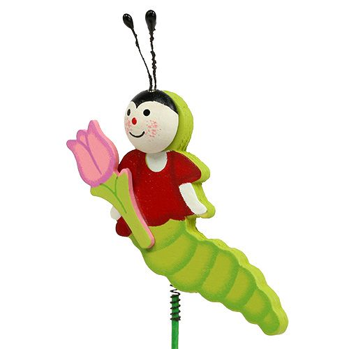 Floristik24 Oruga de madera sobre un palo de 8cm de culo. 24h