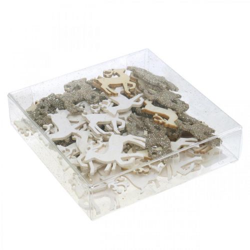 Floristik24 Decoración dispersa Navidad ciervos decoración de madera 4cm 72 piezas