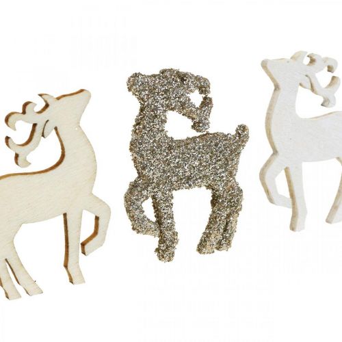Floristik24 Decoración dispersa Navidad ciervos decoración de madera 4cm 72 piezas