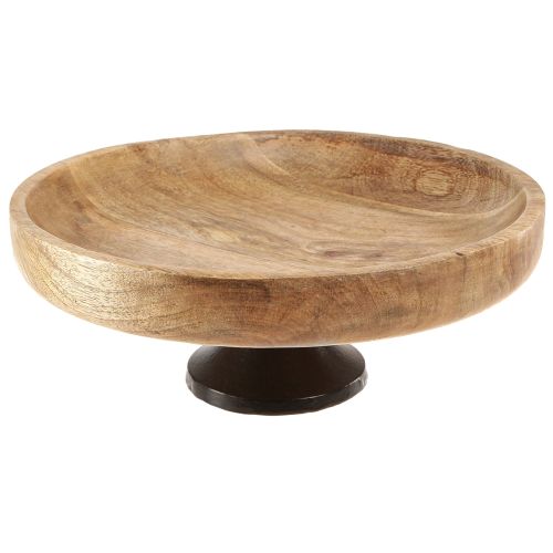 Floristik24 Cuenco de madera con base cuenco decorativo madera natural negro Ø25cm