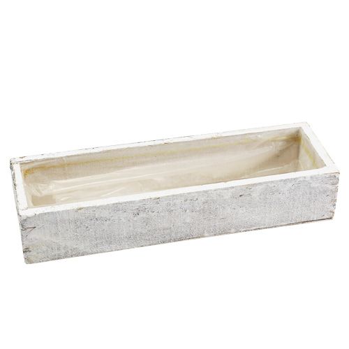 Floristik24 Cuenco de madera para plantar blanco 30cm x 9cm x 6cm