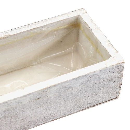 Floristik24 Cuenco de madera para plantar blanco 30cm x 9cm x 6cm