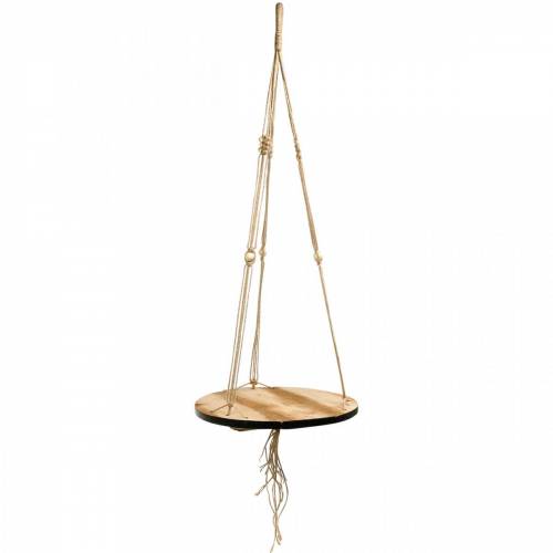 Floristik24 Columpio para plantas, bandeja de flores en una cuerda, cesta colgante con macramé Ø34cm L84cm