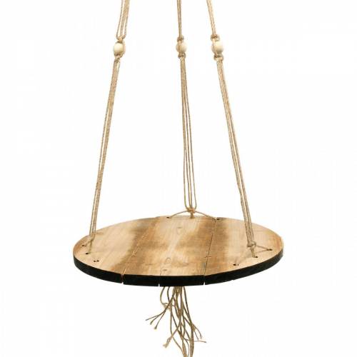 Artículo Columpio para plantas, bandeja de flores en una cuerda, cesta colgante con macramé Ø34cm L84cm