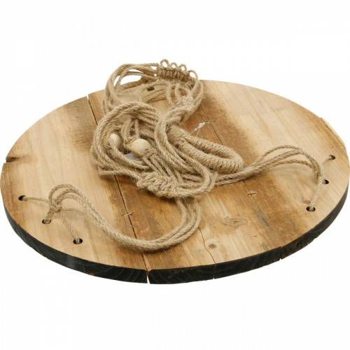 Artículo Columpio para plantas, bandeja de flores en una cuerda, cesta colgante con macramé Ø34cm L84cm