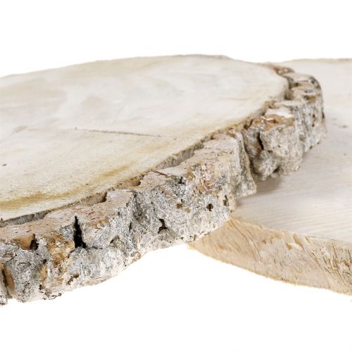 Artículo Disco de madera blanco lavado 13cm - 15cm 2pcs