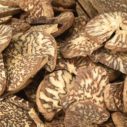 Artículo Discos de madera decorativos de nuez de betel en rodajas de areca 1-3,5 cm 300 g