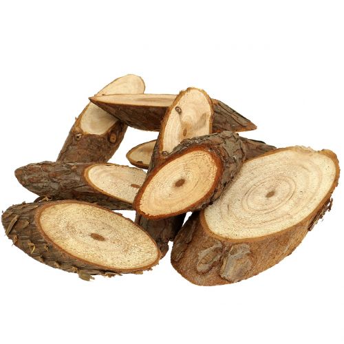 Floristik24 Discos de madera ovalados naturales 500g
