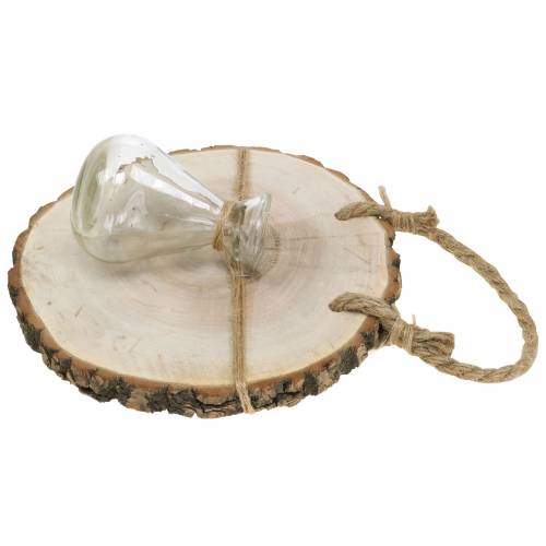 Floristik24 Disco de madera con jarrón de cristal para colgar Ø22cm
