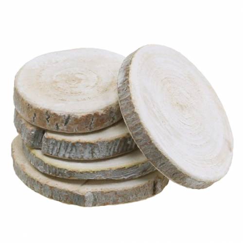 Floristik24 Discos redondos de madera blanqueada Ø3-4,5cm 400g en red