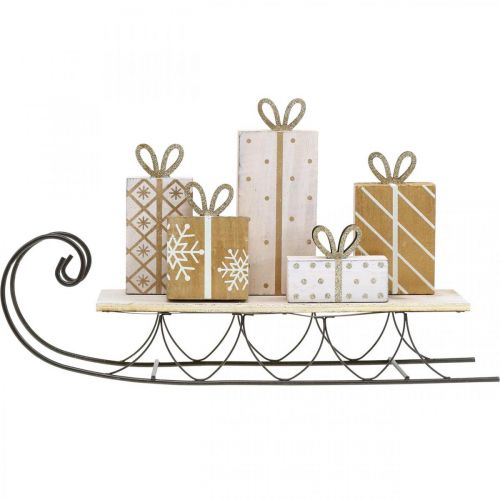 Trineo con regalos, Adviento, adornos navideños L37.5cm H23cm