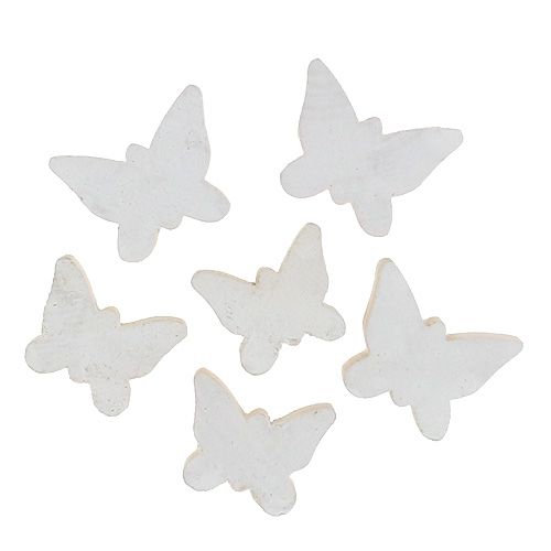 Floristik24 Mariposa de madera blanca 2,8 cm - 3,3cm 28pcs