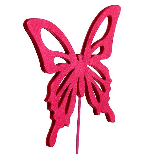 Floristik24 Mariposa de madera con alambre rosa asst. 8cm 18 piezas
