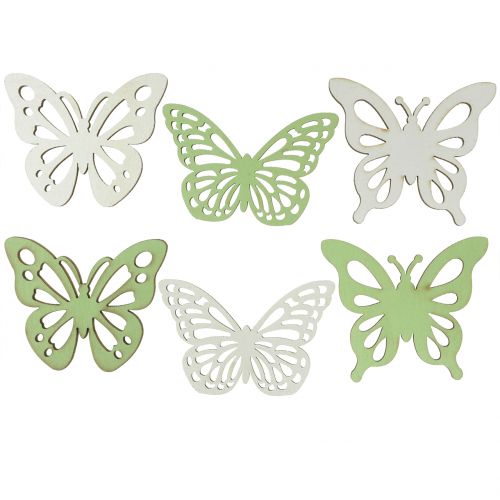 Floristik24 Mariposa de madera verde / blanco 5cm 36pcs