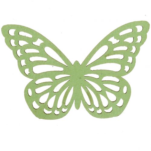 Artículo Mariposa de madera verde / blanco 5cm 36pcs