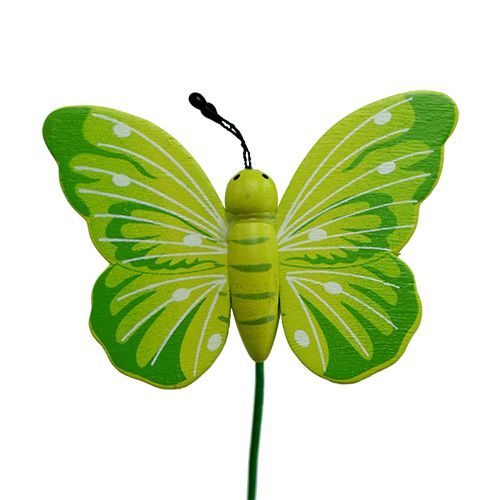 Artículo Mariposas de madera en palo, surtidas en 3 colores, 8cm, 24 piezas