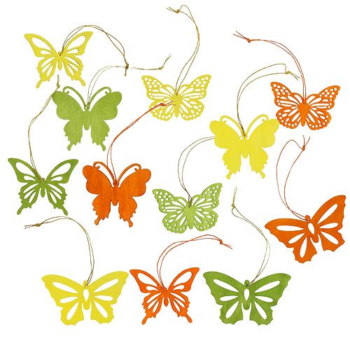 Floristik24 Mariposas de madera para colgar 8cm - 10cm 24pcs