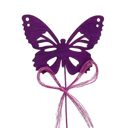 Floristik24 Mariposas de madera en el alambre colores surtidos 8cm 24pcs