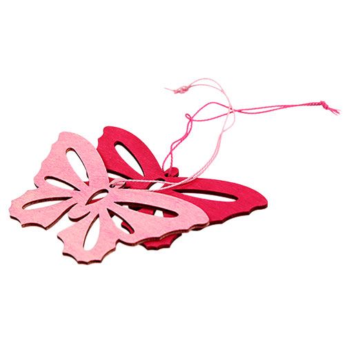 Floristik24 Mariposas de madera para colgar Rosa 8cm - 10cm 24pcs