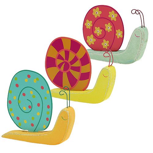 Floristik24 Caracol de madera 10,5 x 9cm colorido 6pcs