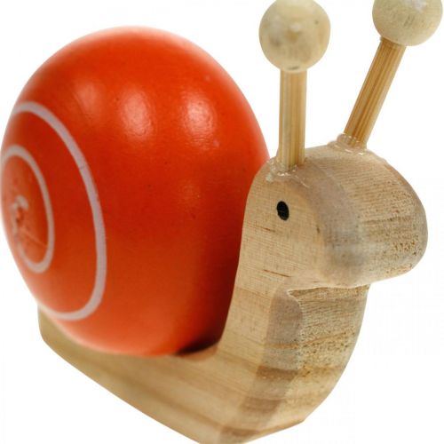 Floristik24 Caracoles de madera para decorar, primavera, caracol de jardín verde-naranja, decoración de mesa 6ud