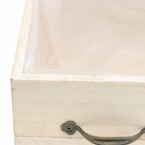 Floristik24 Macetero cajón de madera crema 15×15cm/12×12cm set de 2