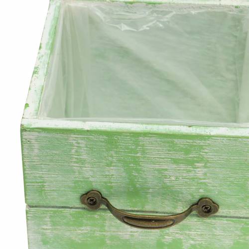 Artículo Macetero cajón de madera verde claro 15x15/12x12cm juego de 2
