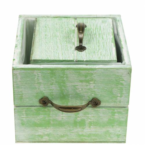 Artículo Macetero cajón de madera verde claro 15x15/12x12cm juego de 2