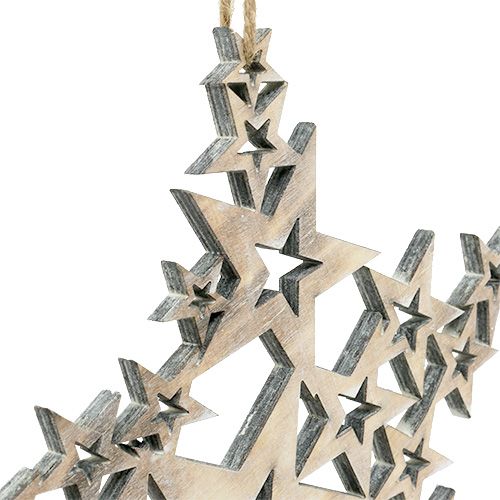 Artículo Estrella de madera para colgar 24cm x 24cm L35cm 1p