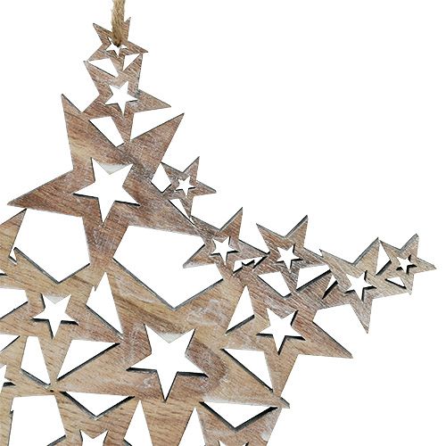 Floristik24 Estrella de madera para colgar 24cm x 24cm L35cm 1p