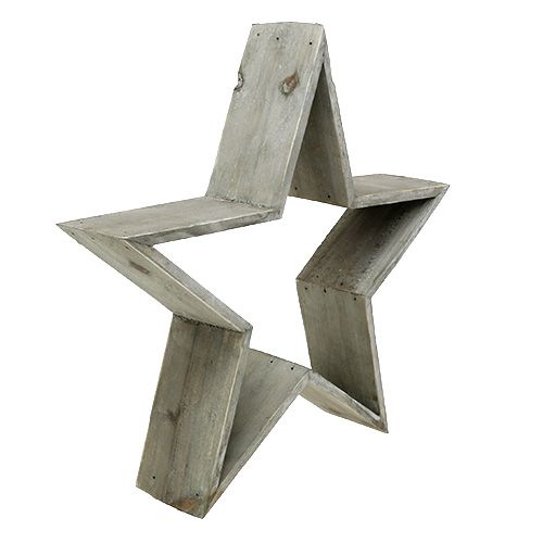 Floristik24 Juego de 4 estrellas de madera de pie gris 29cm - 61cm