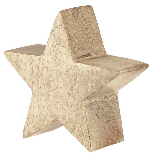 Artículo Estrella de madera estrella natural verde decoración de mesa de madera de mango Ø10cm 3 piezas