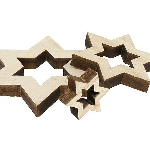 Floristik24 Estrella de madera mix 2,5cm - 7cm natural 35pcs