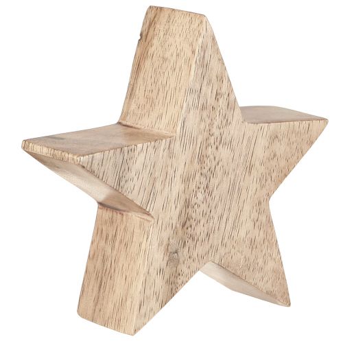 Floristik24 Estrella de madera estrella natural decoración de mesa de madera de mango Ø10cm 3 piezas